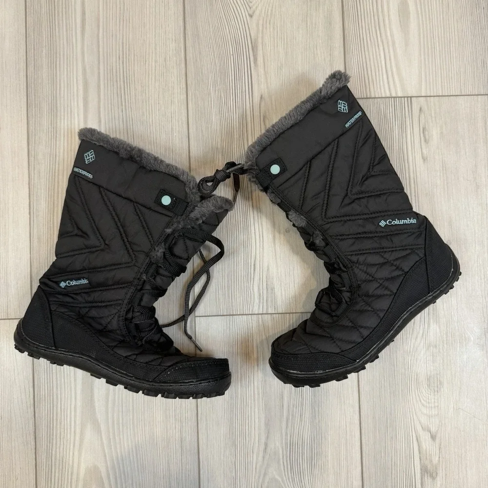 Columbia Minx Mid III Girls' Waterproof Winter Boots Black Size 3‎